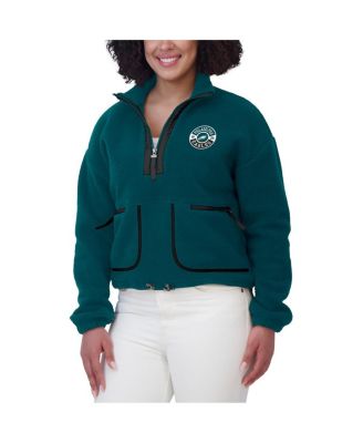 Women's Midnight Green Philadelphia Eagles Polar Fleece Half-Zip Jacket