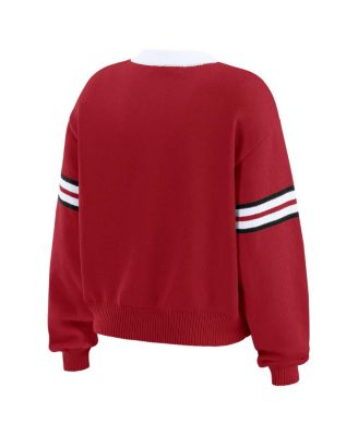 Women's Scarlet San Francisco 49ers Lace-Up Pullover Sweatshirt