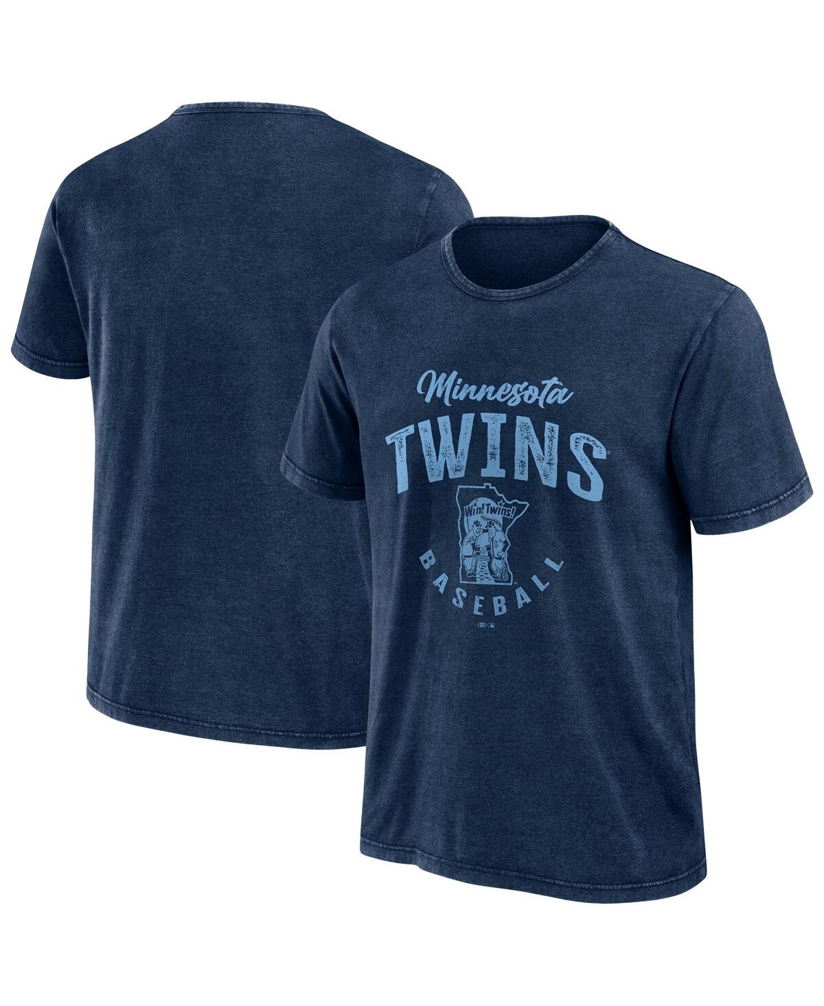 Fanatics Men's Navy Minnesota Twins Cooperstown Collection Washed T-shirt In Navy