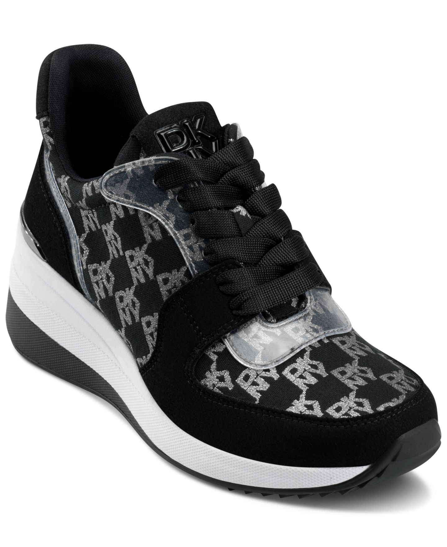 Женские кроссовки DKNY Kamay Lace-Up Wedge, цвет: Чёрный — фото 1