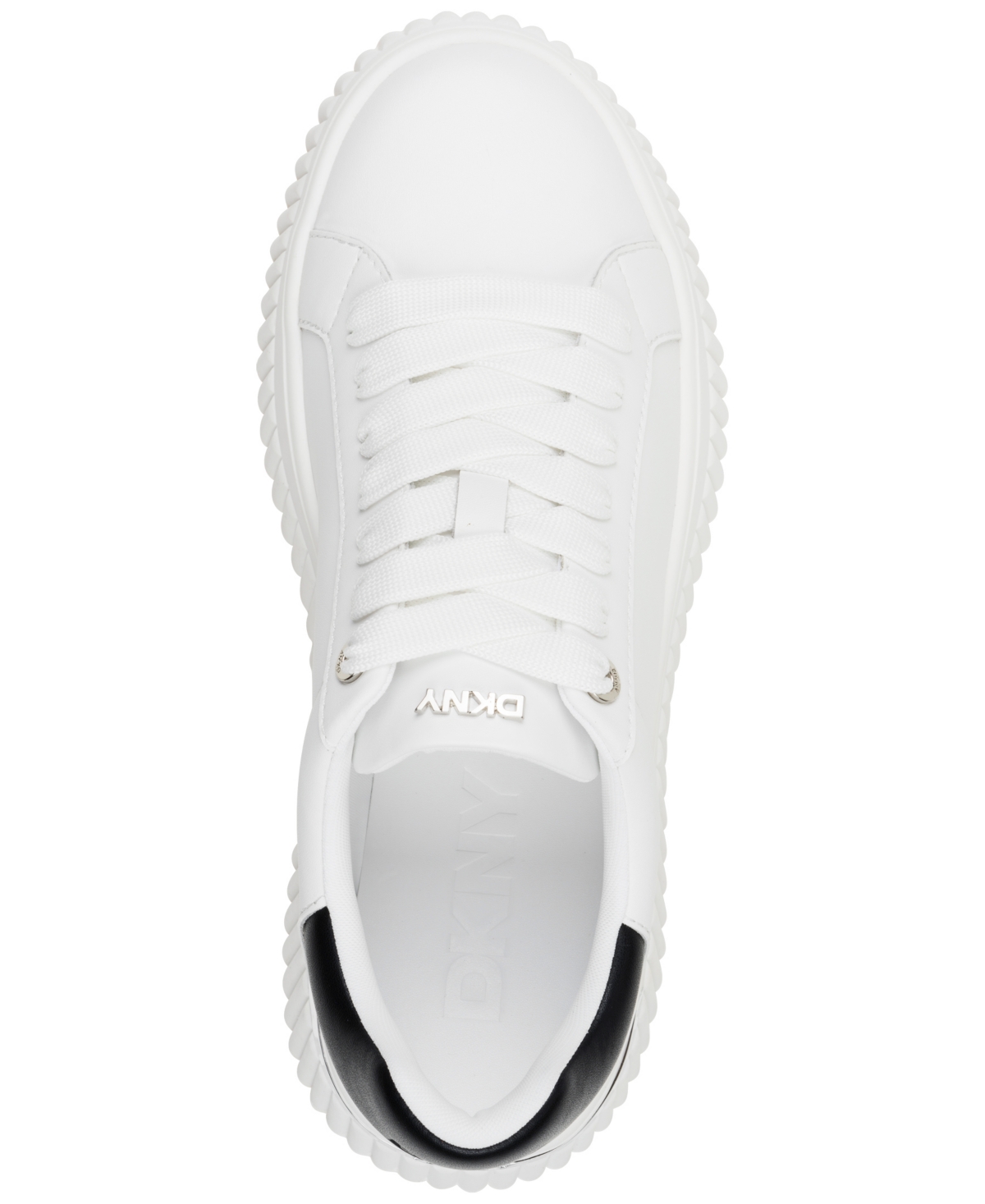 Shop Dkny Women's Lobeco Lace-up Platform Sneakers In White,black