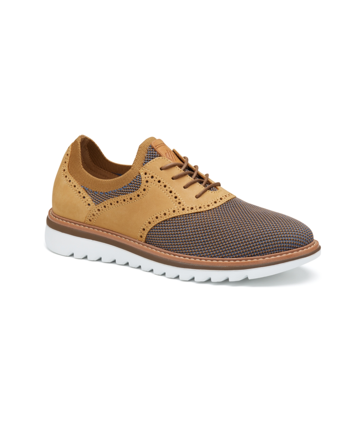 Johnston & Murphy Men's Braydon Saddle Dress Casual Shoe - Tan multi knit, Tan full grain