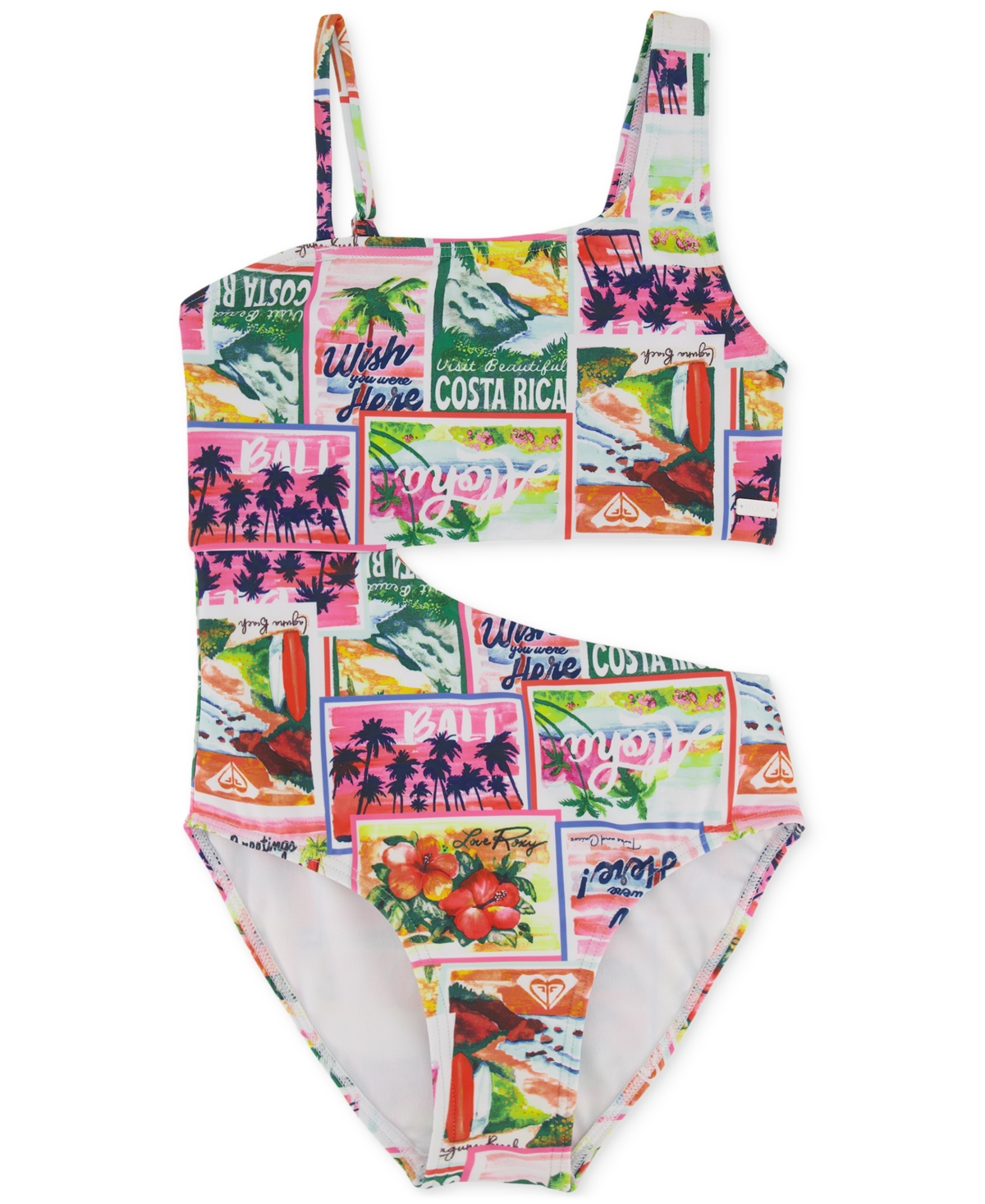 Roxy Big Girls Love  Sling Shoulder Cut-out One-piece Swimsuit In Bright White