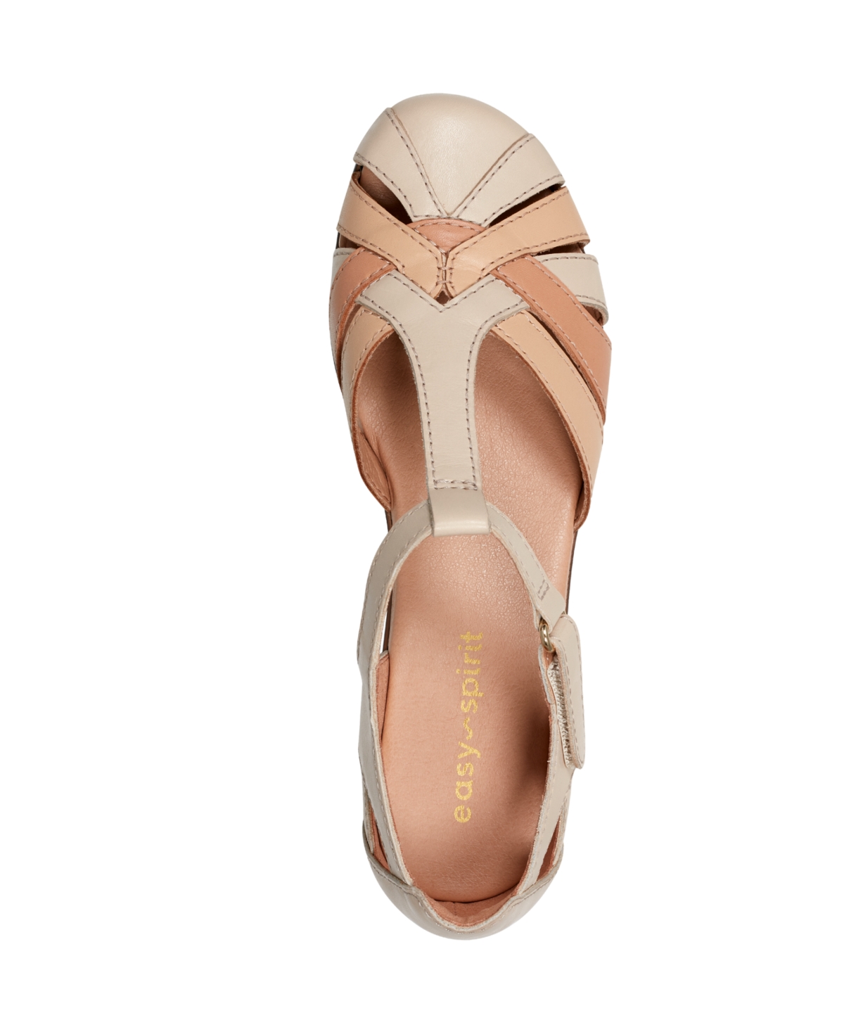 Shop Easy Spirit Women's Darlyn T-strap Woven Flats In Cream Multi Leather