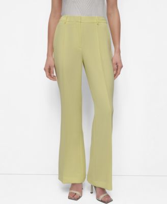 DKNY - Women's Pintuck Mid-Rise Flared-Leg Pants