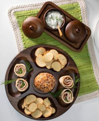 Acacia Wood 2-Pc. Divided Tray and Serving Platter Set