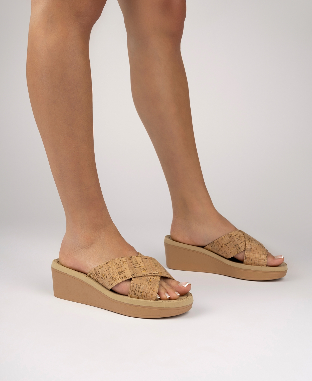 Shop Journee Collection Women's Biara Crisscross Platform Wedge Sandals In Cork