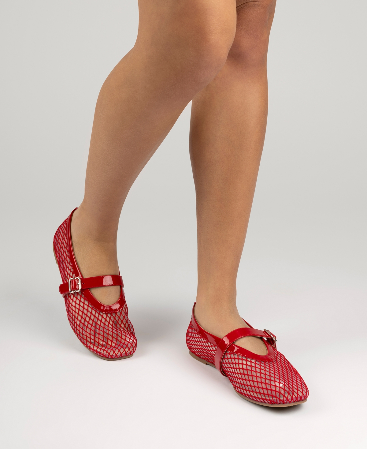 Shop Journee Collection Women's Casha Mesh Mary Jane Flats In Red