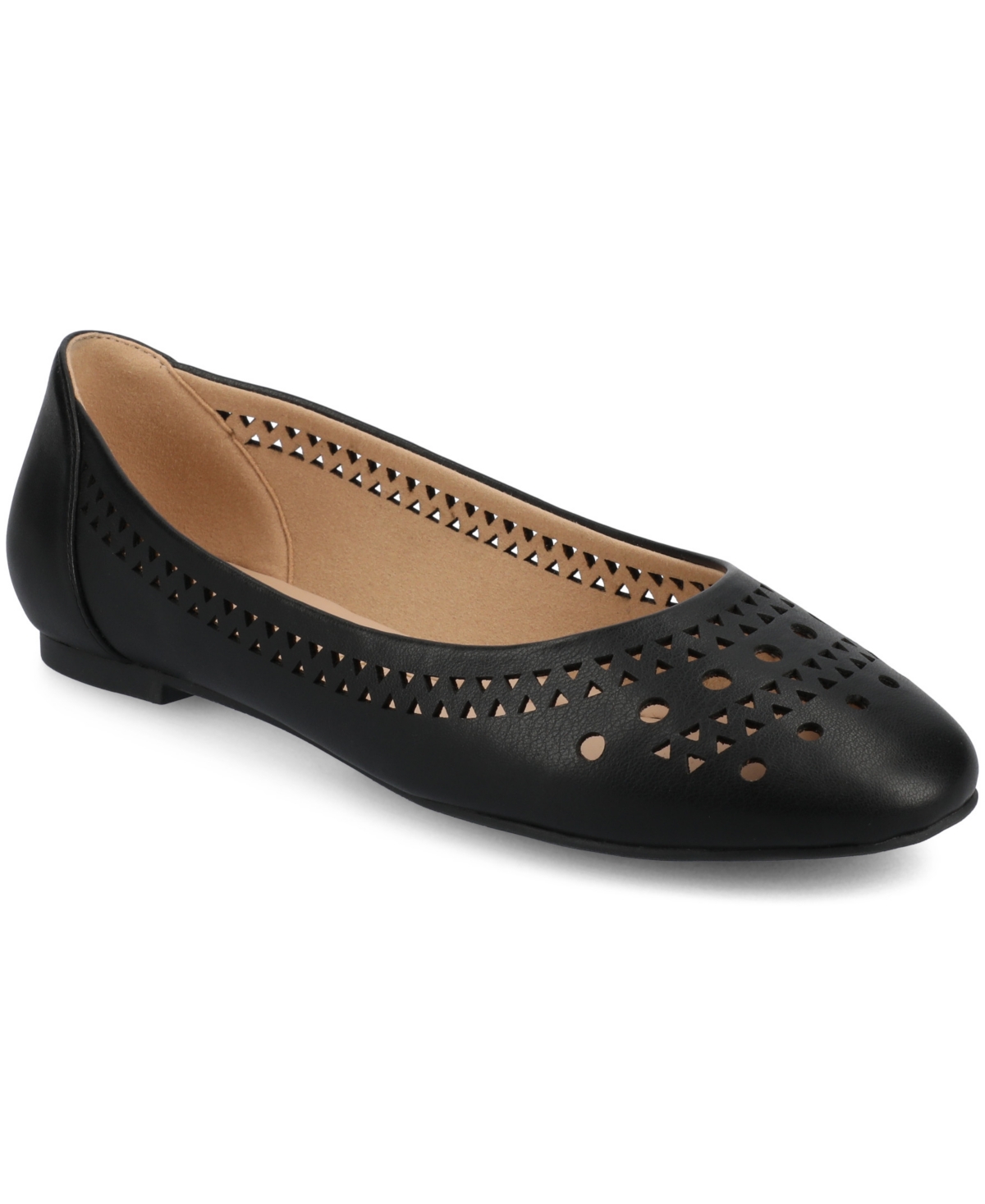 Journee Collection Women's Kamrah Perforated Ballet Flats In Black