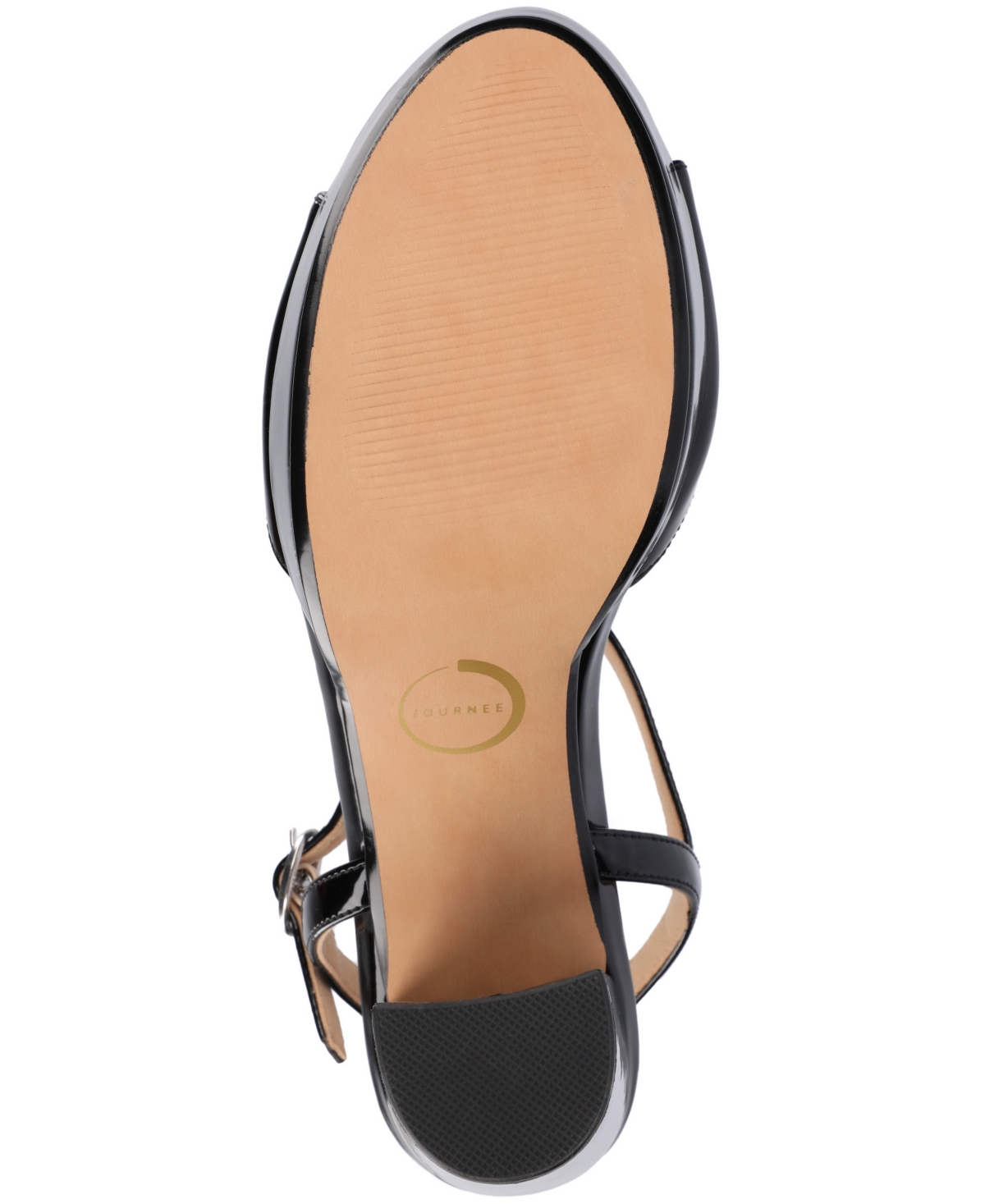 Journee Collection Women's Nalie T-strap Platform Dress Sandals In Black Patent