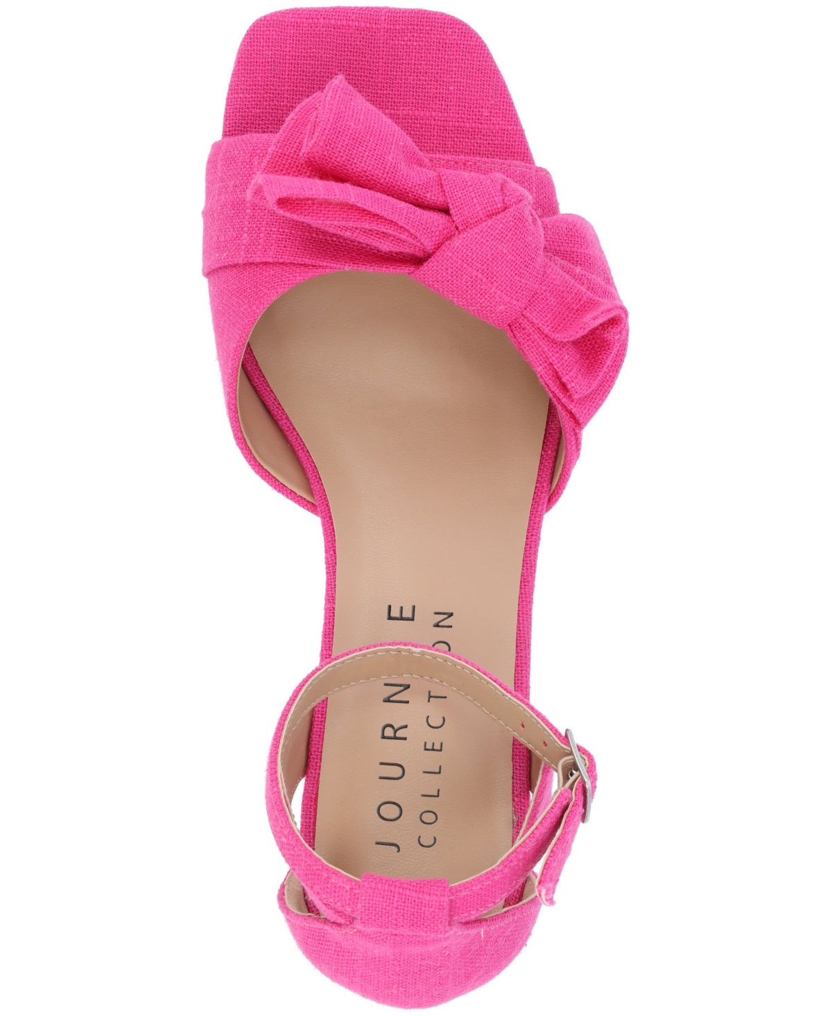Journee Collection Zevi Bow Block Heel Sandal In Hot Pink