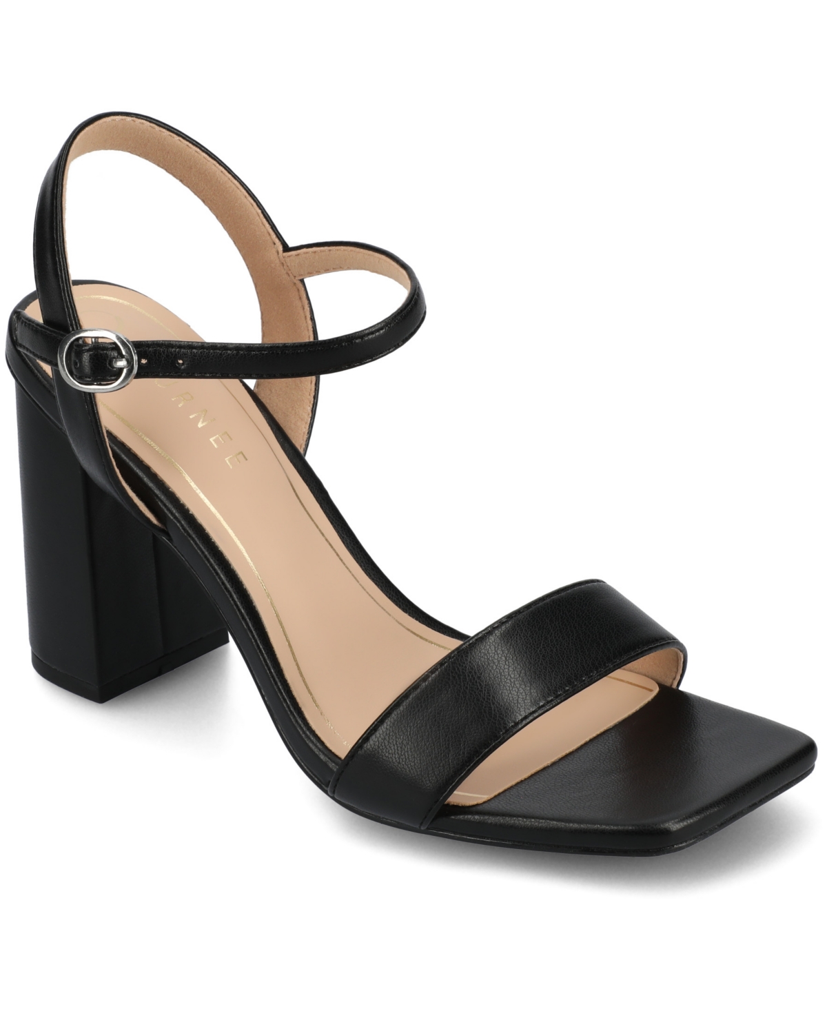JOURNEE COLLECTION WOMEN'S TIVONA SQUARE TOE BLOCK HEEL DRESS SANDALS 