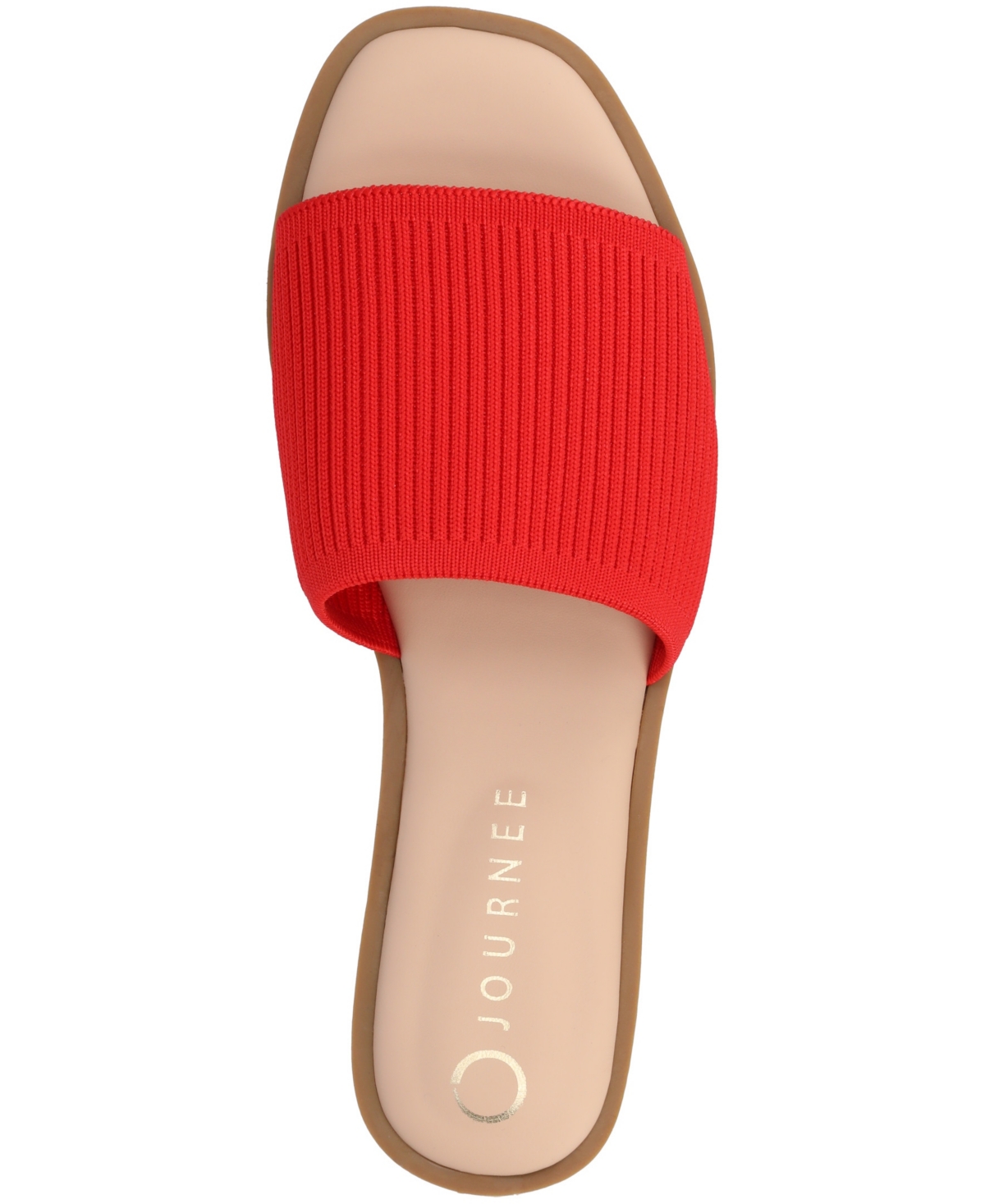 Journee Collection Women's Prisilla Single Band Slide Flat Sandals In Red