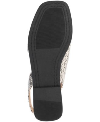 Journee Womens Brinsley Medium and Wide Width Croco Texture Sling Back Flat Sandals