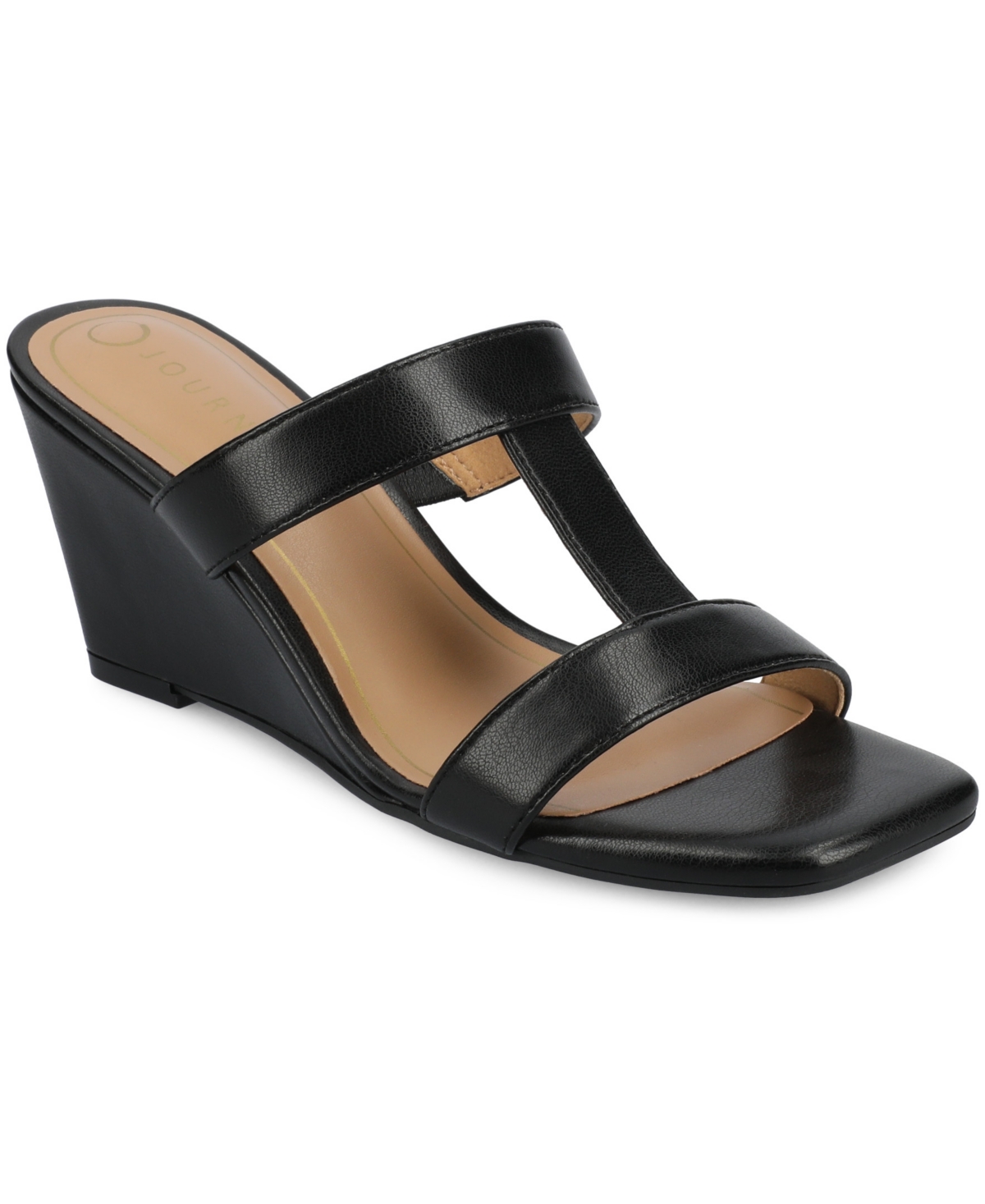 Shop Journee Collection Women's Clodie T Strap Dress Wedge Sandals In Black