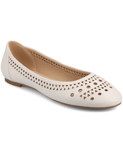 Женские балетки Journee Collection Kamrah Perforated Ballet Flats, цвет: Костяной