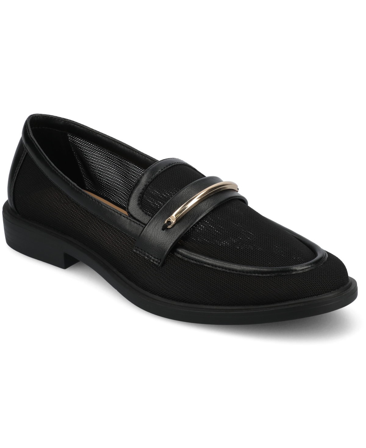Journee Collection Women's Rainey Slip On Tailored Loafers In Black Mesh