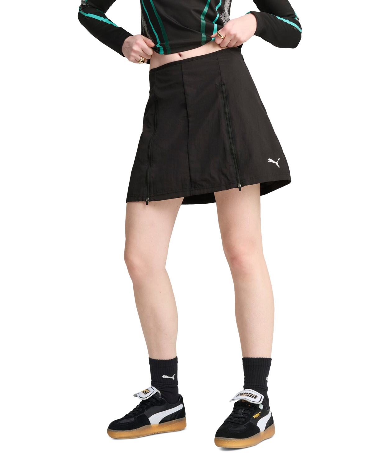 Puma Women's Dare To Zip Mesh-inset Skirt In  Black