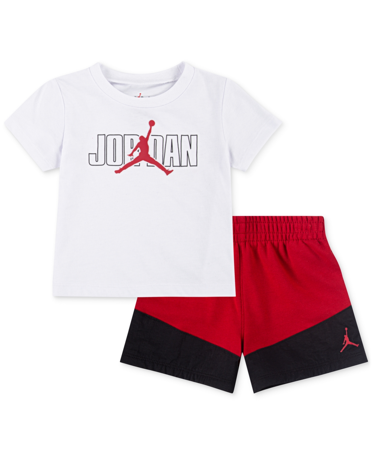 Jordan Baby Stacked Mixed T-shirt & Shorts, 2 Piece Set In Gym Red