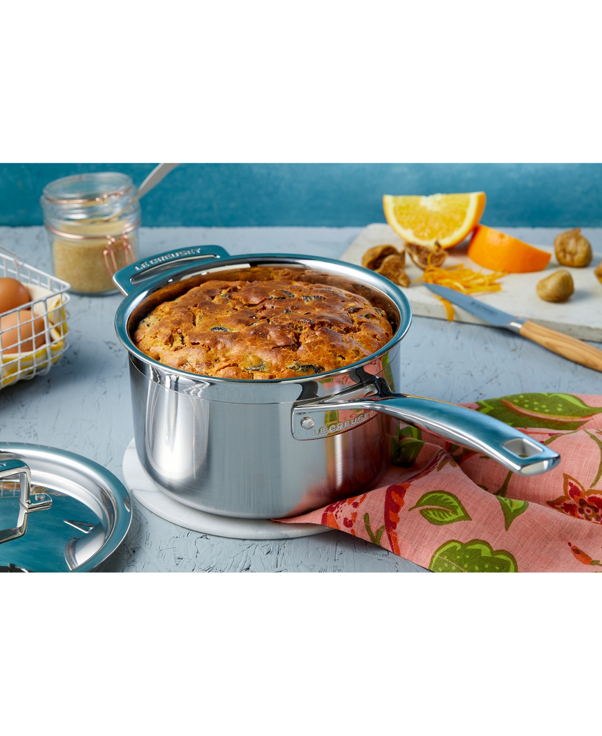 Le Creuset 3-ply Stainless Steel Saucepan With Lid Helper Handle 18cm In Stainless Steel