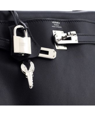 Pre-Owned Hermes Kelly 25 Handbag Black Swift with Palladium Hardware