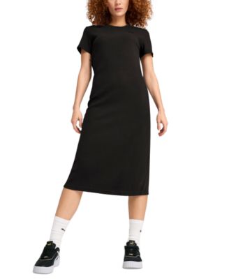 Puma - Women's HER Ribbed Logo Solid-Color T-Shirt Dress