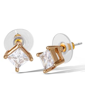 Square-Cut Crystal Stud Earrings Set