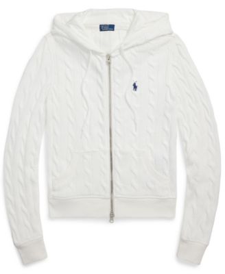 Women's Cable-Knit Cotton Full-Zip Hoodie Sweater