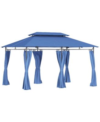 10' x 13' Double Roof Patio Gazebo with Curtains