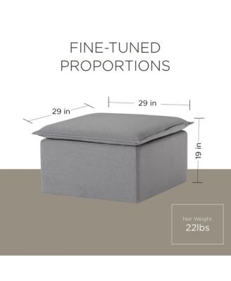 Claude Rustic Ottoman in Slate Fabric Upholstery