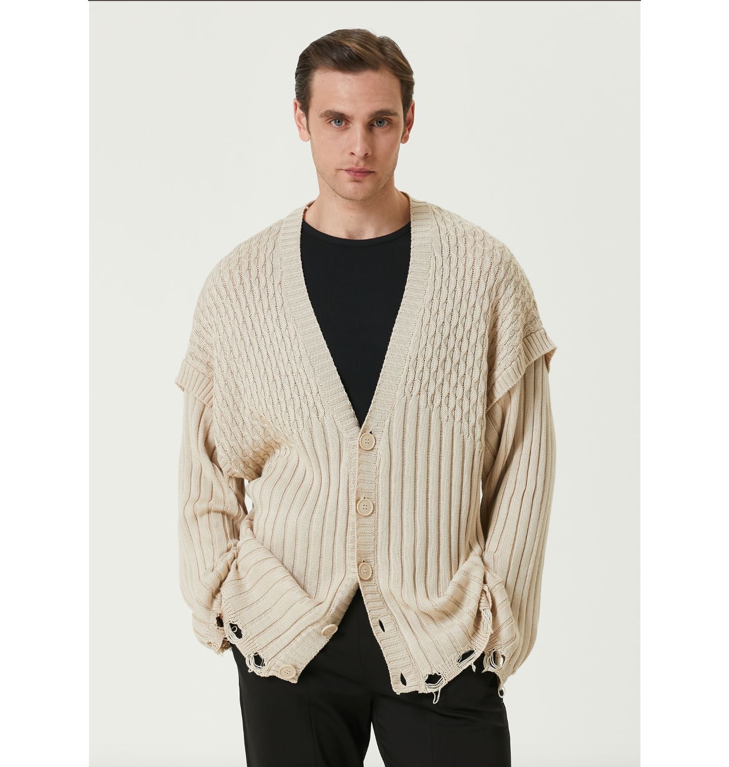 Мужской кардиган PCFG Soft Knit, цвет: Бежевый — фото 1