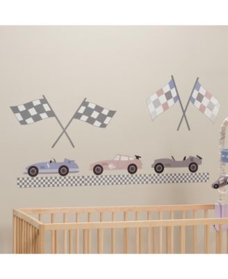 12” X 18” Little Racer Car/Transportation Blue/Taupe Wall Decals/Stickers
