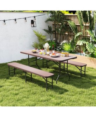 6 ft Plastic Folding Bench with 1320 LBS Capacity Handle & Lock For Outdoor Camping