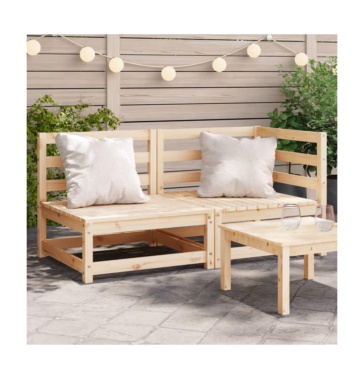 Patio Sofa 2-Seater Solid Wood Pine