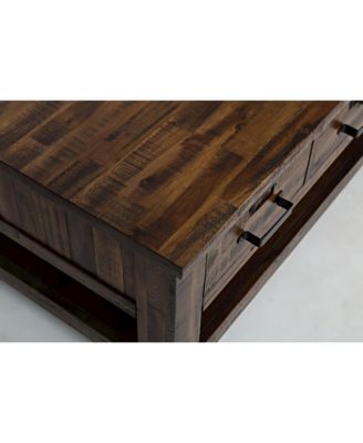 1Pc 48" Distressed Medium Brown Finish, 3 Drawers, Castered Base Industrial Coffee Table