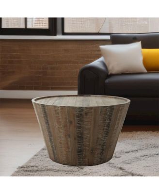 Conundrum Modern Distressed Solid Acacia Coffee Table, Wire Brush Grey Wash