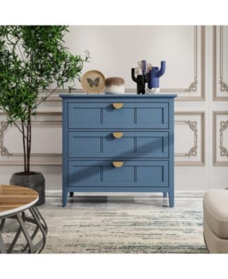 3 Drawer Cabinet Storage Cabinet with Drawers Modern Sideboard Buffet Cabinet Entryway Cabinet for Living Room Dressers Chest of Drawers, Blue
