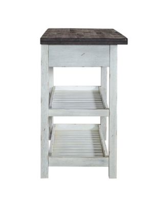Farmhouse Server in Two Tone White w/ Wood Tone Top