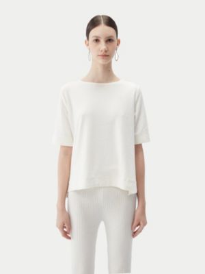 Women's Box-Cut Cotton Silk Cashmere Blend T-Shirt