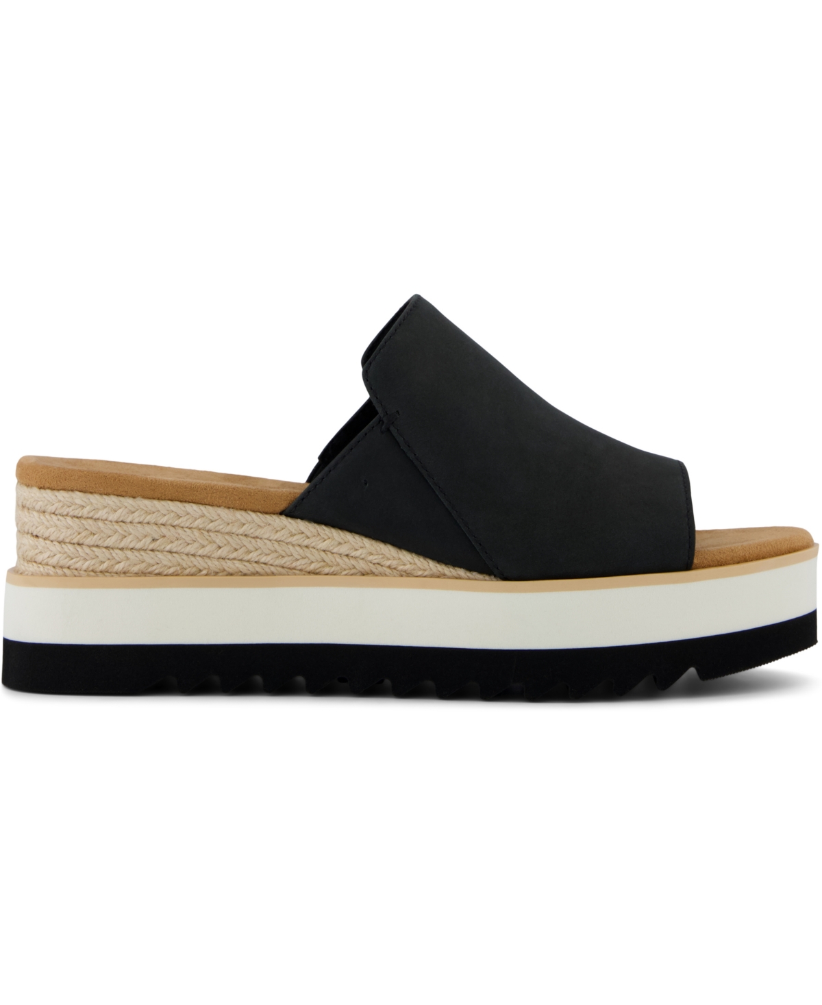 Shop Toms Women's Diana Slip-on Wedge Sandals In Black Leather