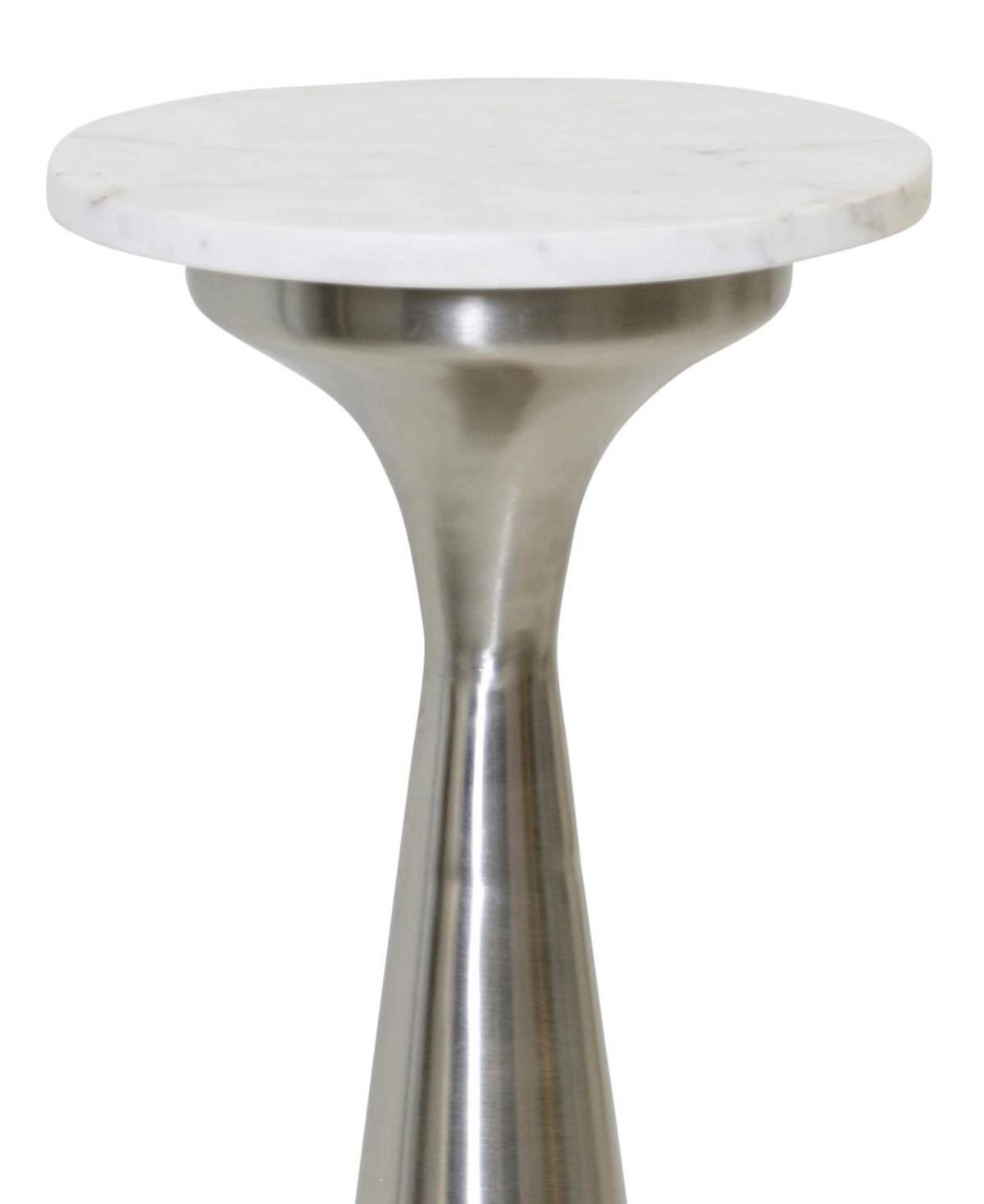 Stylecraft Home Collection 10" Iron Round Transitional Marble Top Drink Table In Nickel