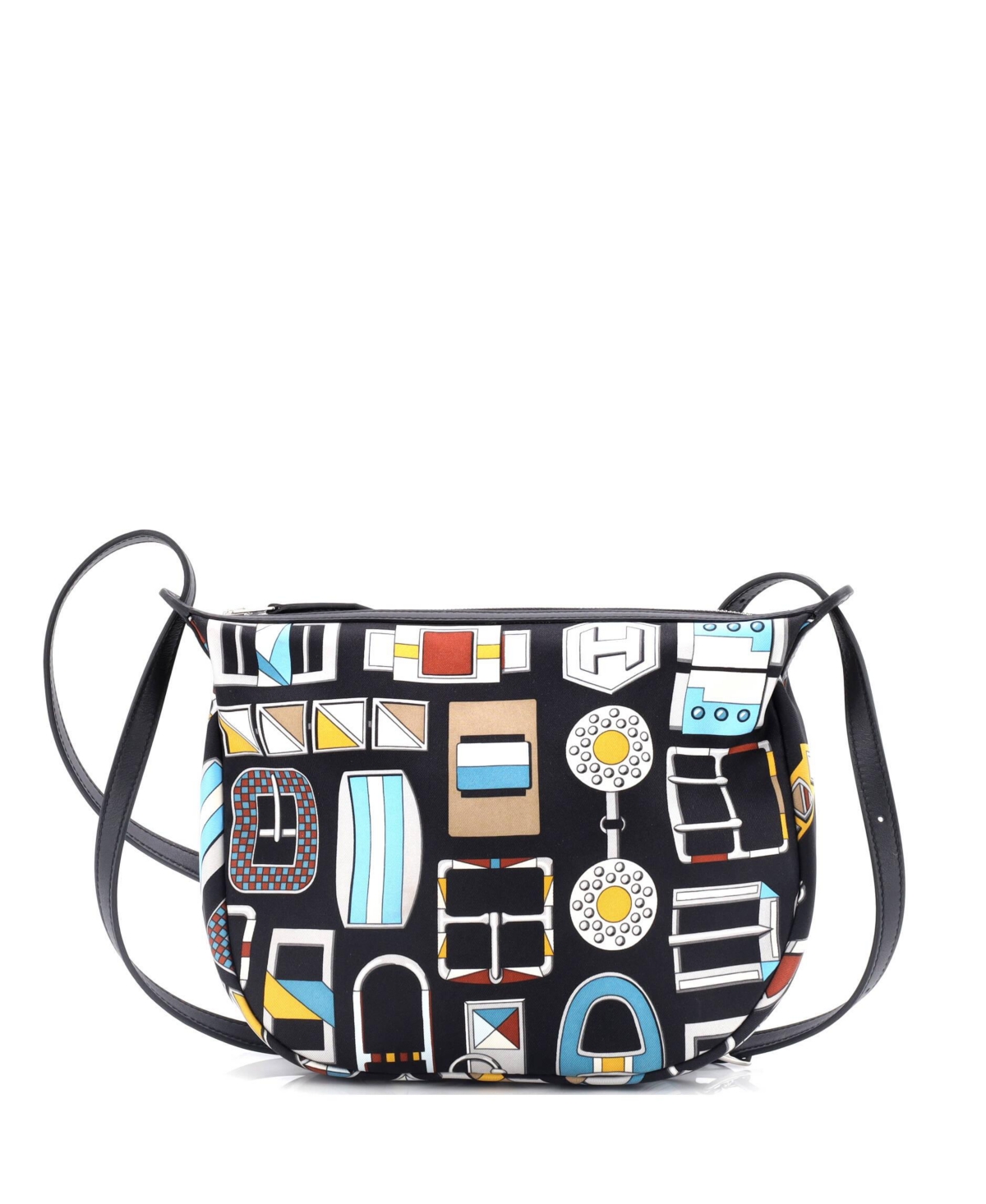 Sursoie To Go Pouch Printed Silk and Leather - Print/ blue/ brown