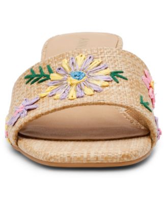 Women's Dolls Embroidered Raffia Block Heel Sandals