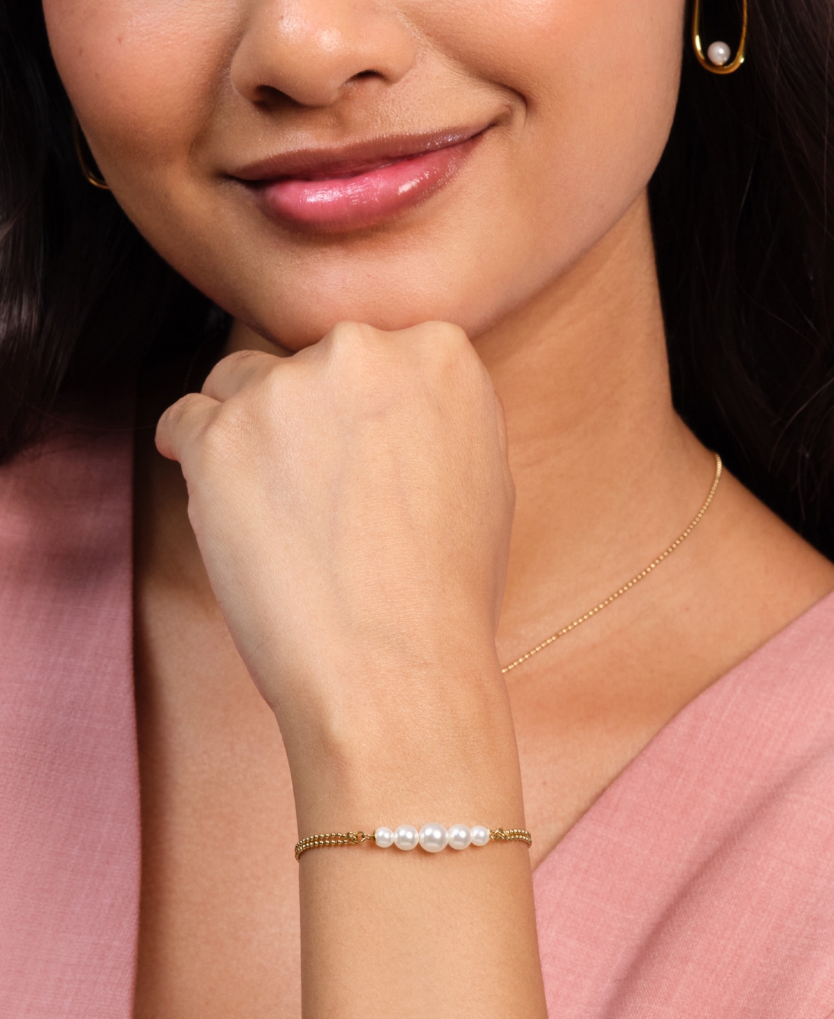 Olivia Burton Cultivated Pearls And Beads Gold Tone Bracelet In Gold