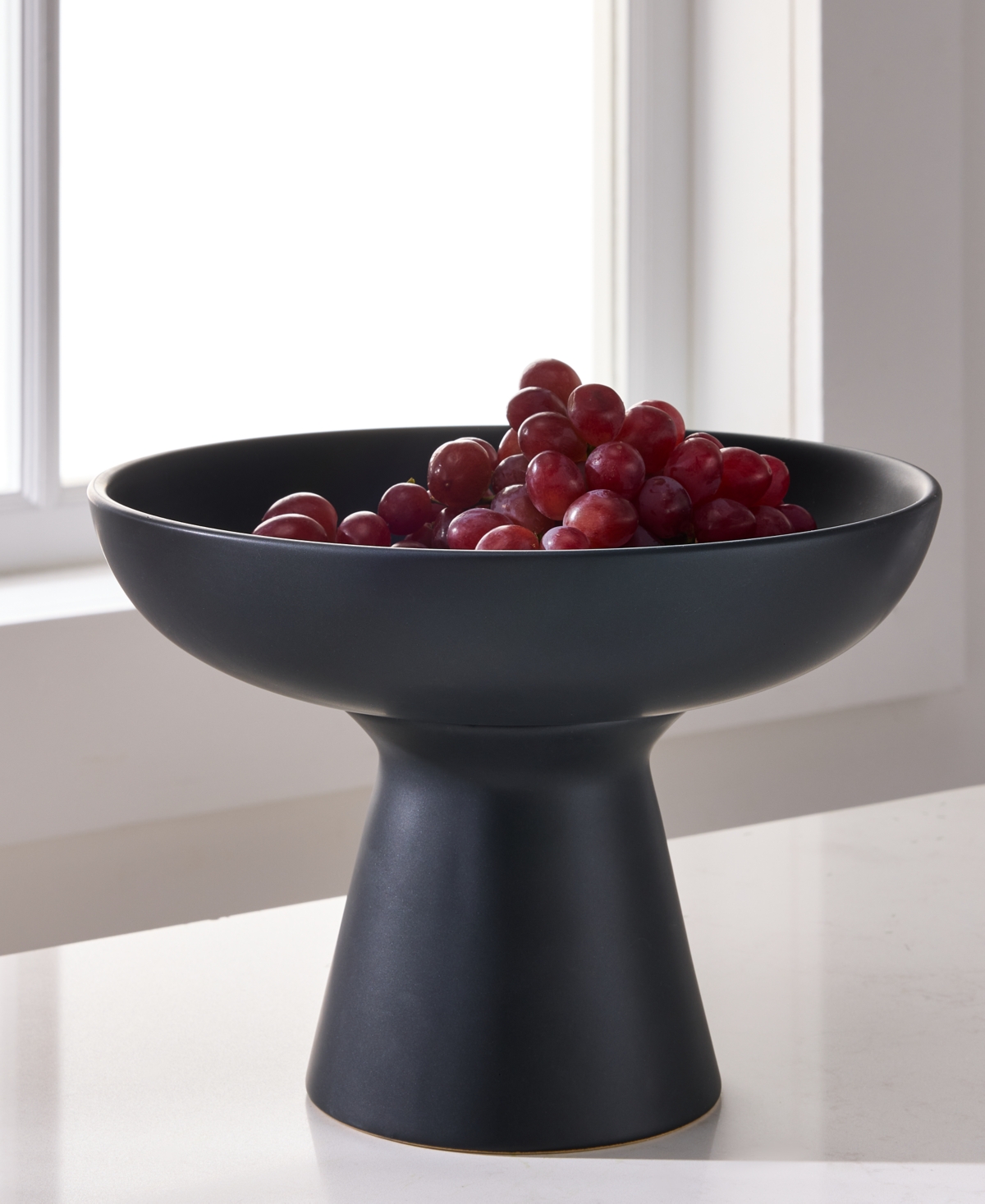 The Cellar Matte Black Footed Bowl, Exclusively At Macy's In Black