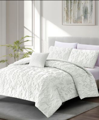 Jacquard Puckered Botanical 3-Pc. Comforter Set, Twin