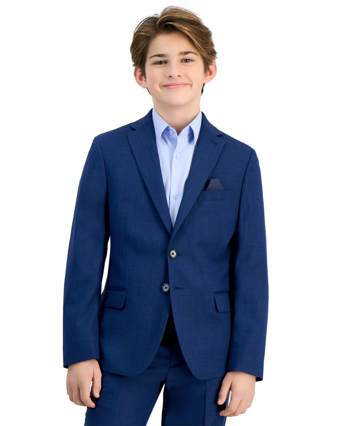 B By Brooks Brothers Navy Sharkskin Suit Jacket, Big Boys In Navy