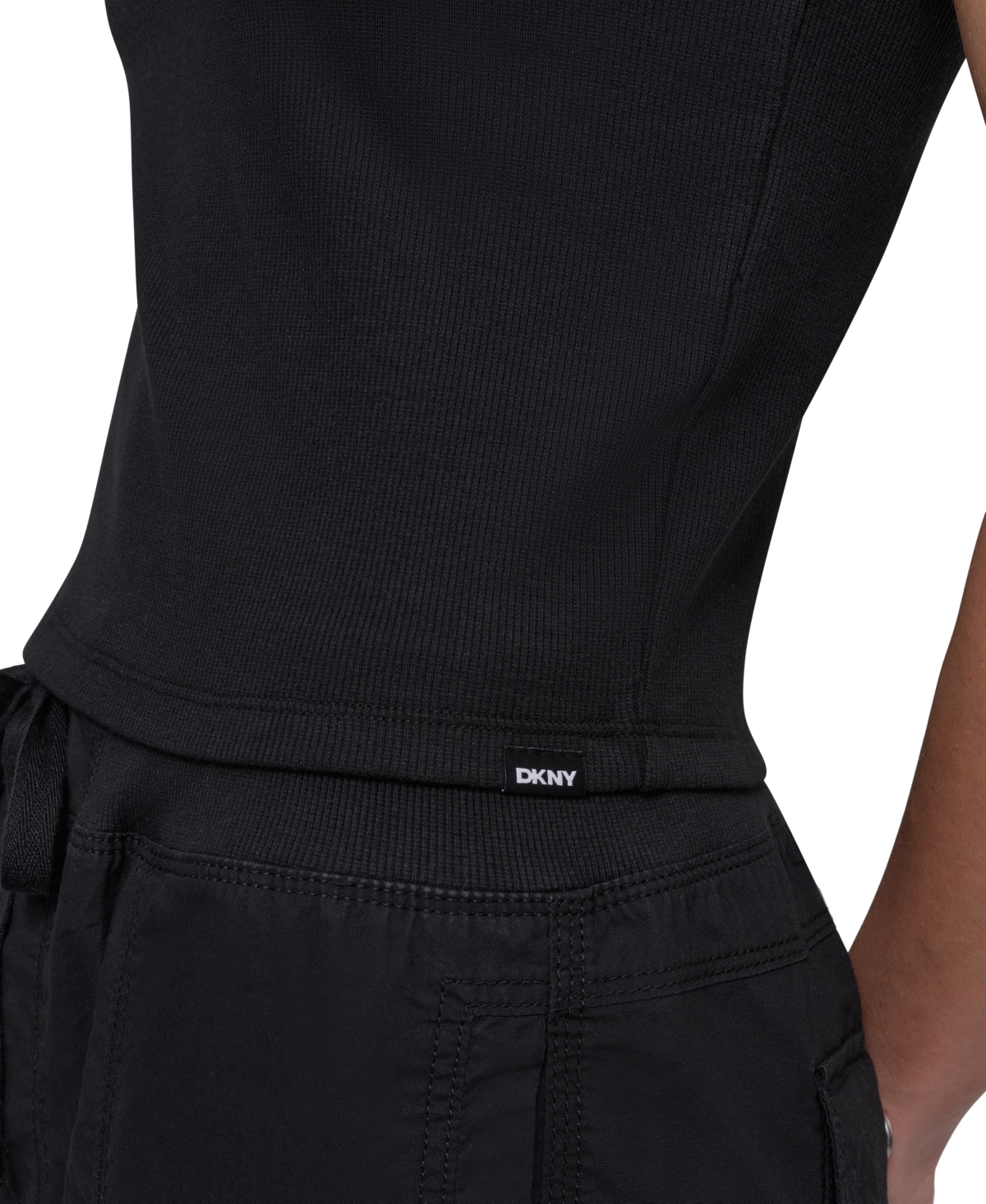 DKNY SPORT WOMEN'S RIBBED HIGH-NECK RACERBACK TANK TOP 