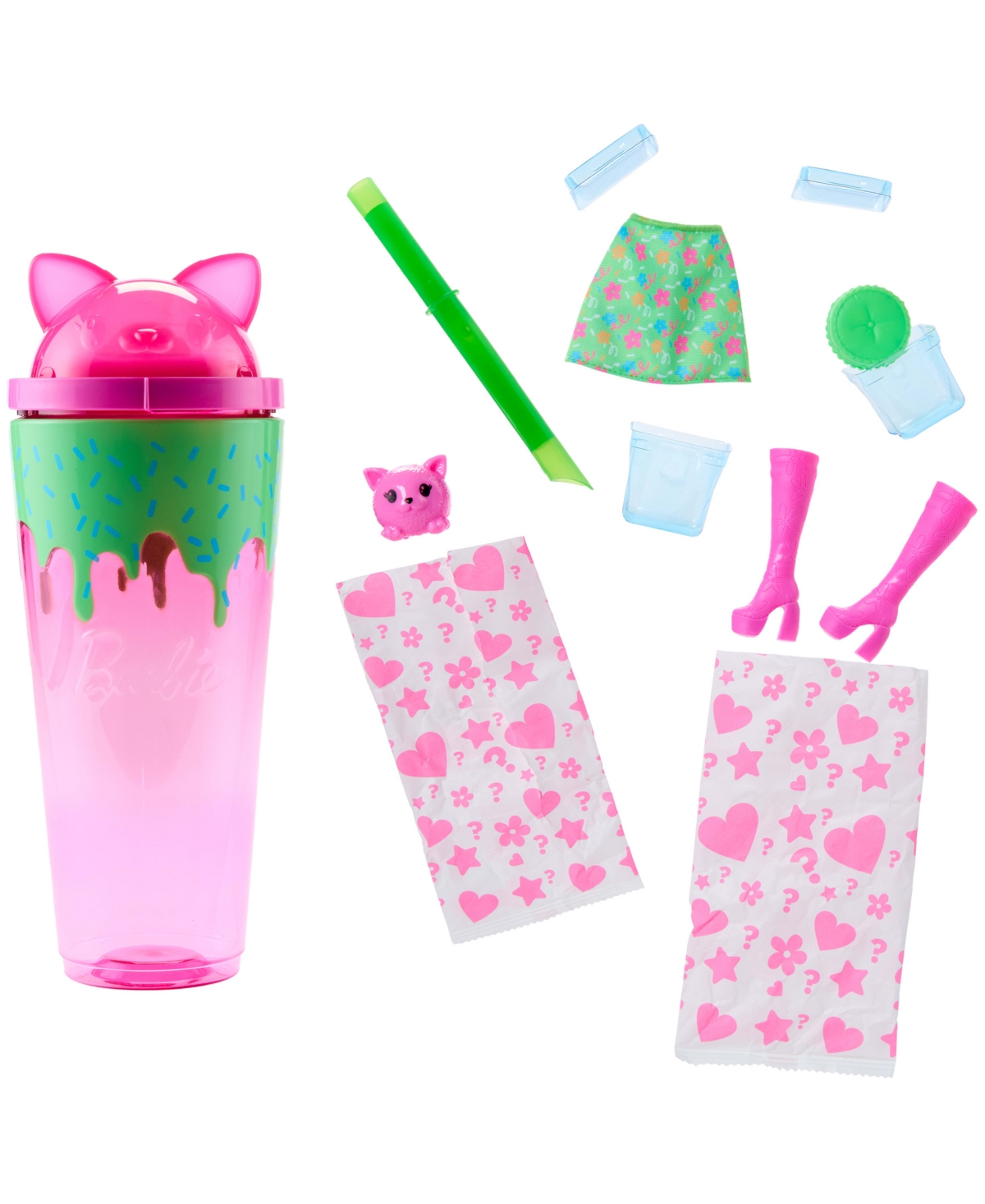 BARBIE POP REVEAL SHAKES SERIES DOLL & ACCESSORIES SET, SCENTED CUTE KITTEN FASHION DOLL 