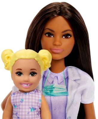 Dentist Doll with Brunette Fashion Doll, 1 Kid Doll, Medical Doctor Furniture & Accessories